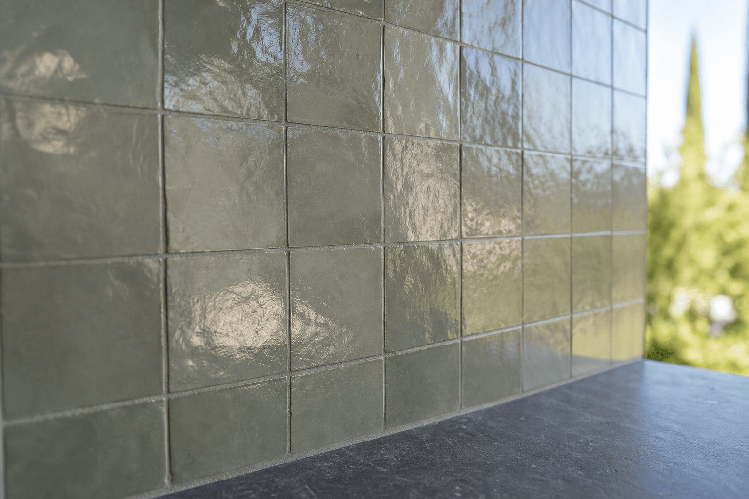 Handmade sage zellige tile
